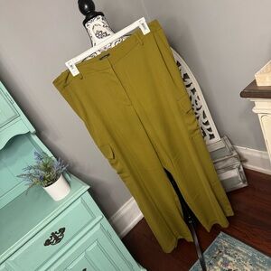 Halogen Wide Leg Cargo Trouser Pant Size XL Green Boho Chic Office